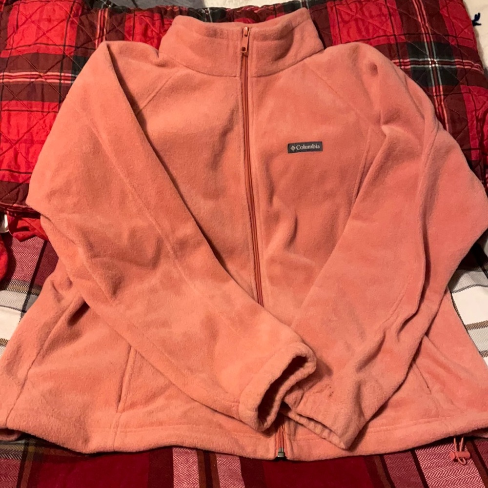 Fleece Zip Jacket, Peach/Coral color